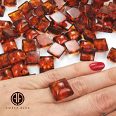 Cognac Amber Calibrated Square Cabochons